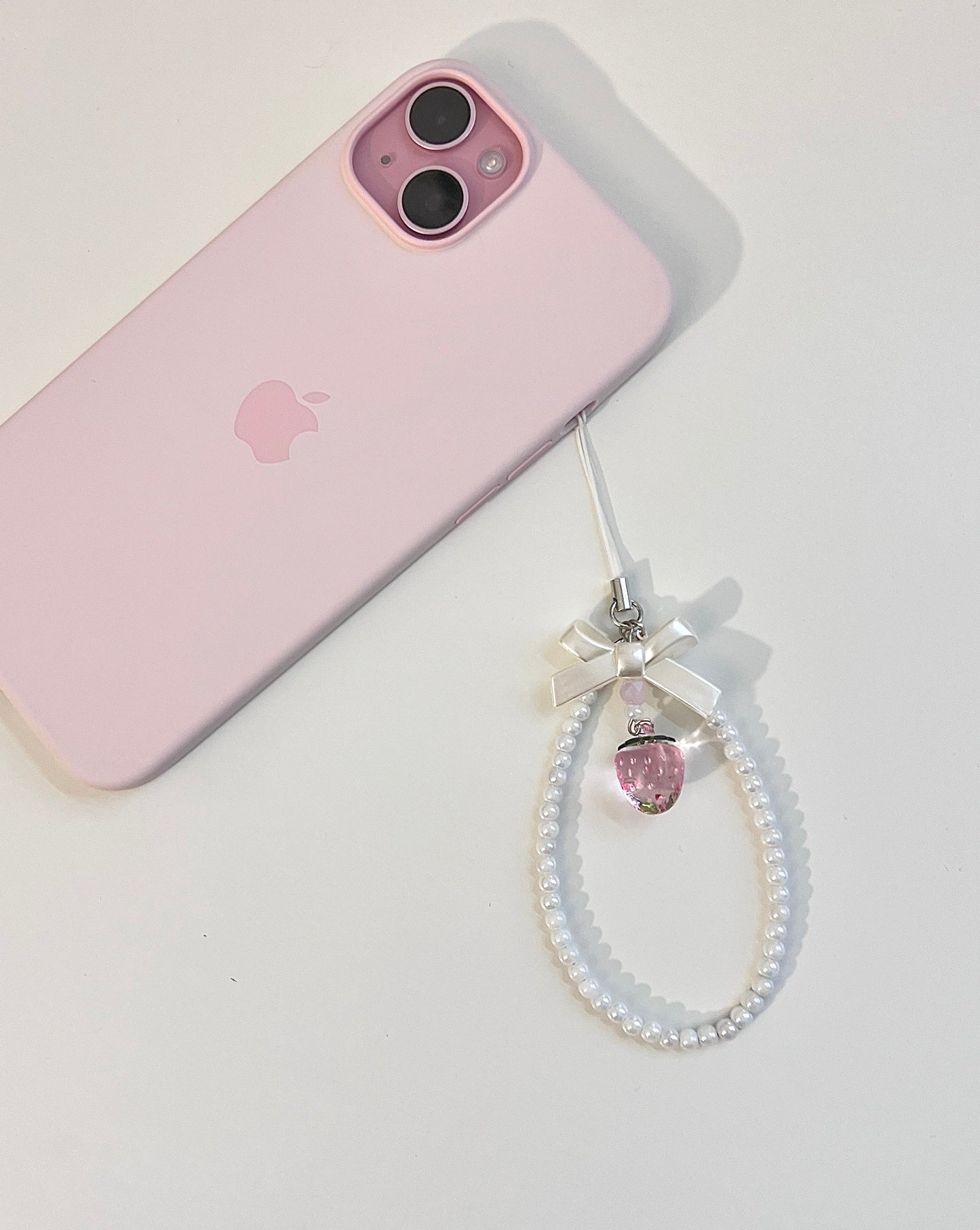 Pink Strawberry Phone Charm